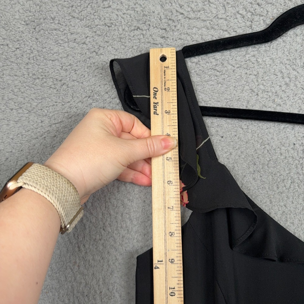 Ashley Graham Beyond Dress Womens 4 Black Floral Fairy Ruffle Midi Romantic - Picture 9 of 11